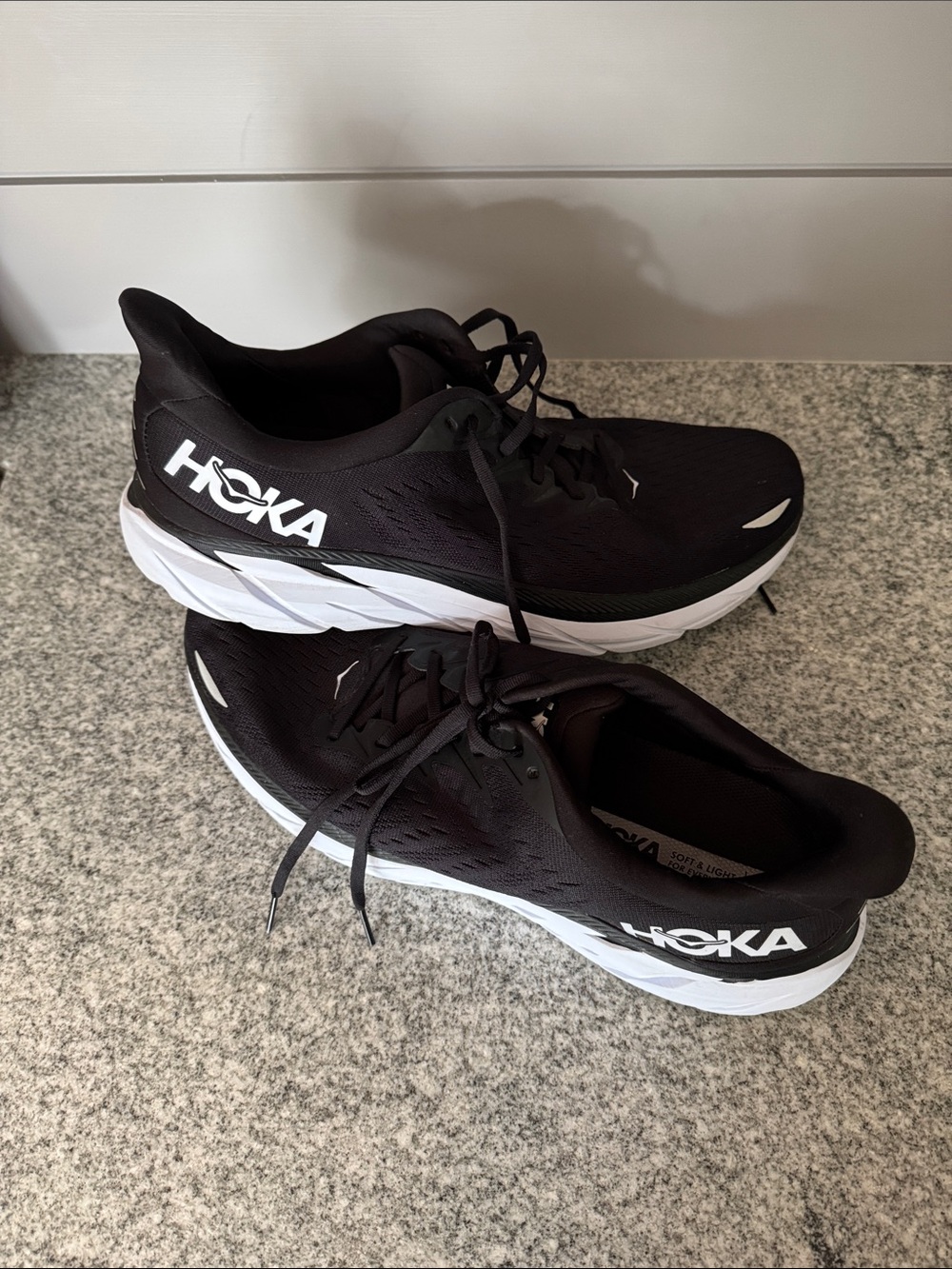 Hoka Black and White Men's Athletic Running Shoes